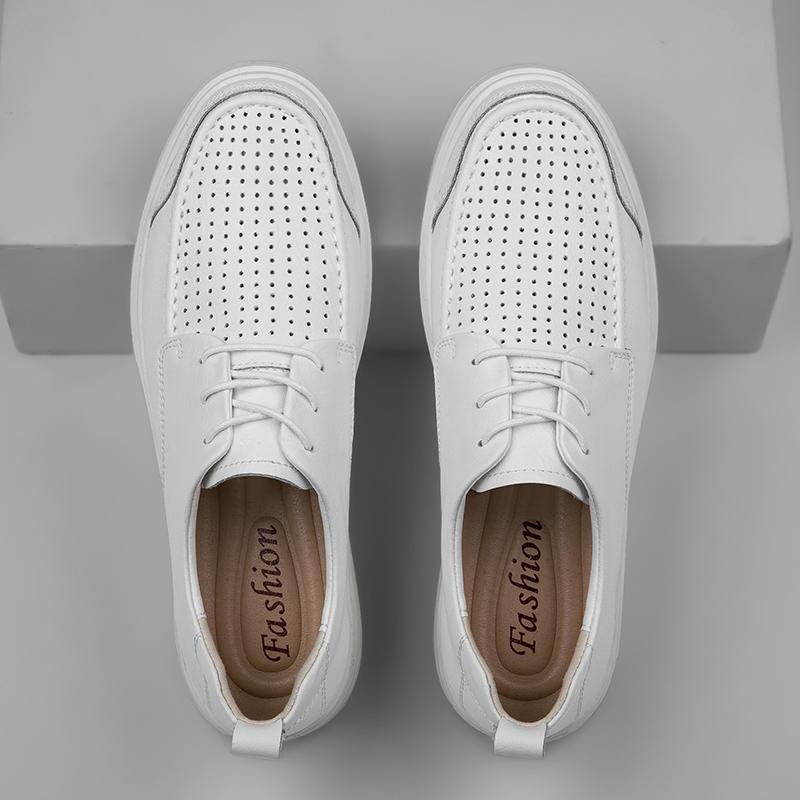 Fashion Quality Men Classic Leather Oxford Shoes Dress Shoes Summer Lace-Up Punching Leather Breathable Driving Wedding Men Casual Shoes