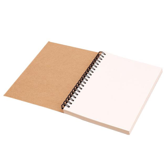 1 Book Retro Spiral Coil Kraft Paper Notebook Sketchbook Painting Diary Drawing Painting Graffiti Office School Stationery