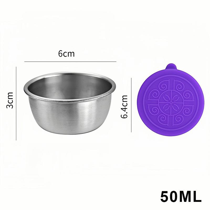 1/6 Piece Stainless Steel Sauce Cup With Lid Leak-proof Salad Dressing Cup Reusable Salad Dressing Container Silicone Lid