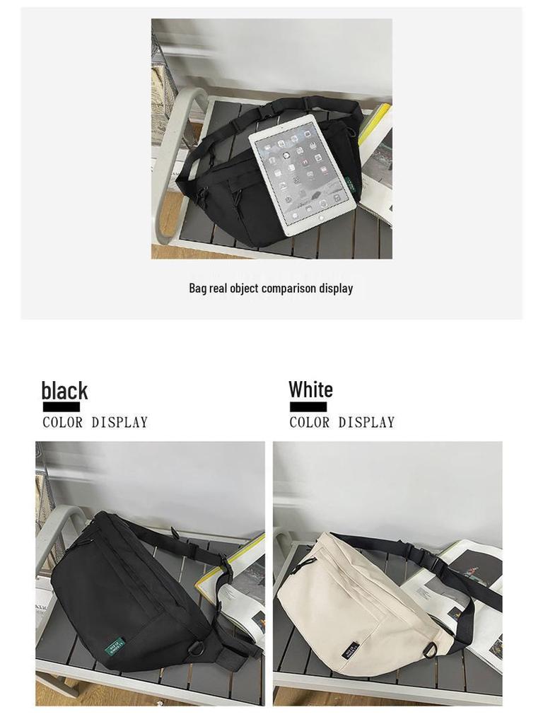 Large Capacity Unisex Crossbody & Waist Bag - Japanese Style, Solid Color, Trendy Hong Kong Street Design