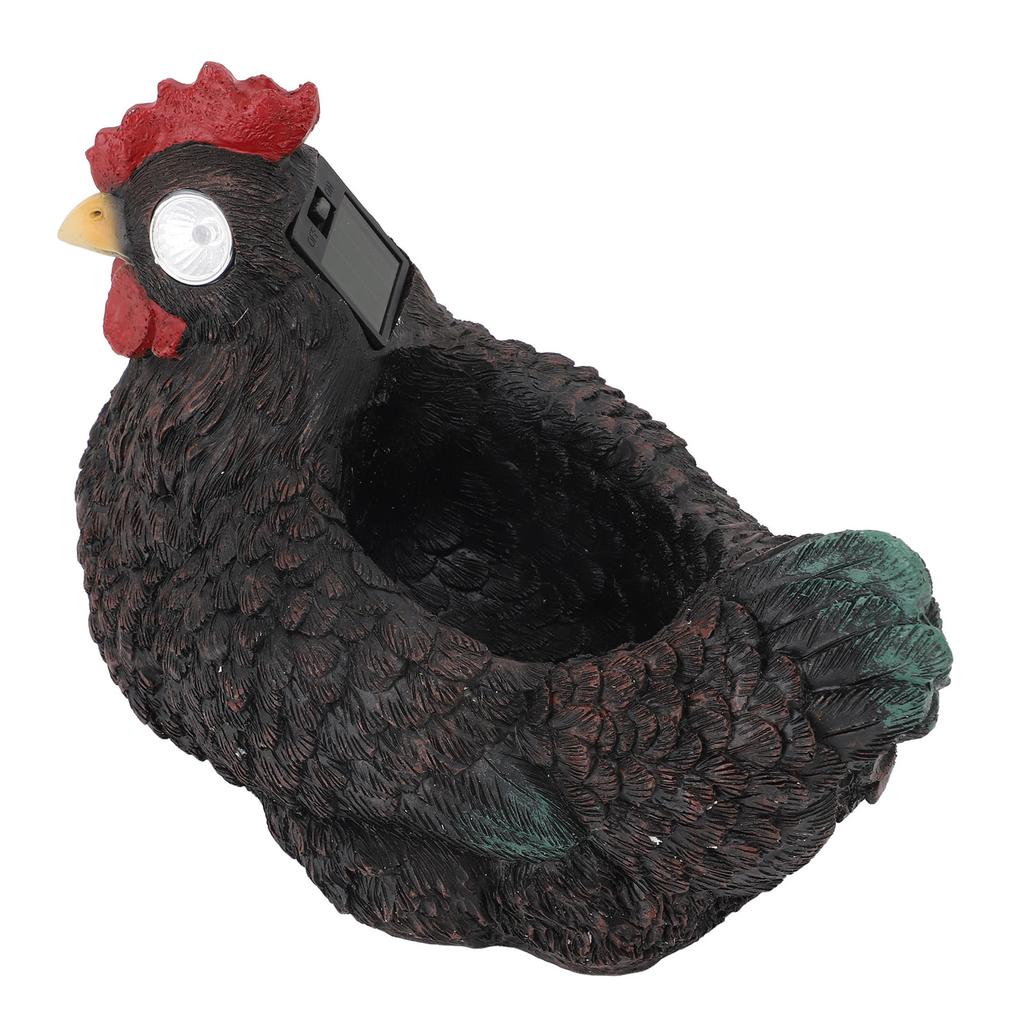 Flower Pot Hen Shape Resin Succulent Pot with Auto Light Sensing Solar Light for Outdoor Garden