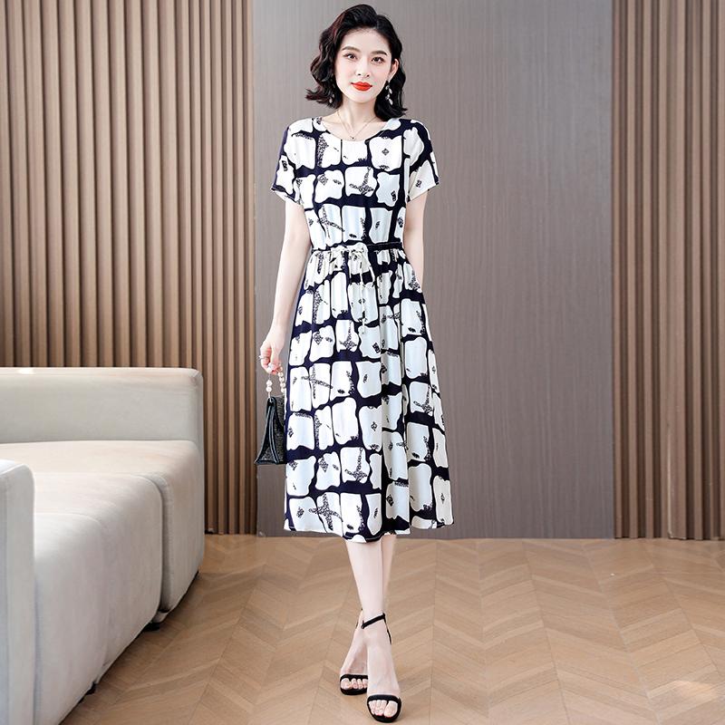 Summer Elegant Dresses Ladies Slim Short Sleeve Casual Summer Women's Dresses Korean Style Vintage Clothes