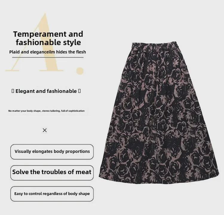 Dámská bohémská květinová áčková midi sukně z bavlny a lnu