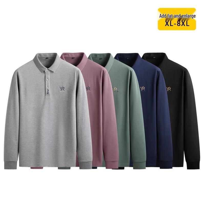 Men's Plus Size Embroidered Long Sleeve Polo Shirt
