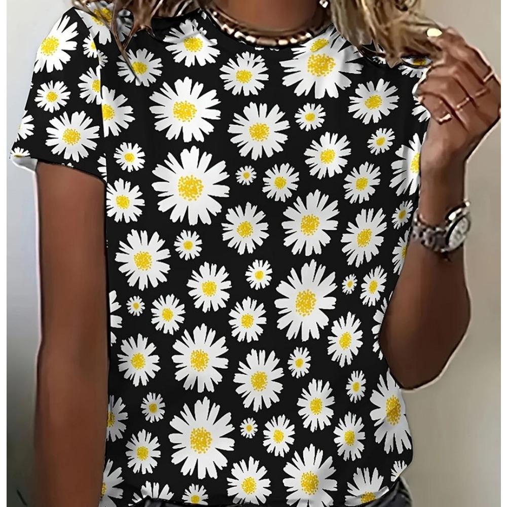 Women's T-shirt with round neck and short sleeves