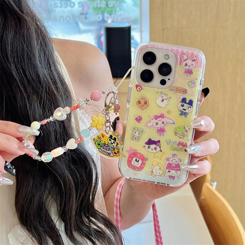 Cute Cartoon Animal Phone Case For iPhone 16 14 Pro 15 13 12 Pro Max Back Cover with Chain Shockproof Hard Cases Kawaii Funda