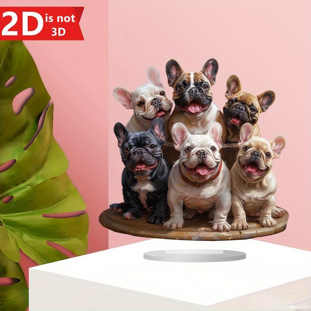 2D French Bulldog desktop decor for home and office. A versatile animal-themed ornament.