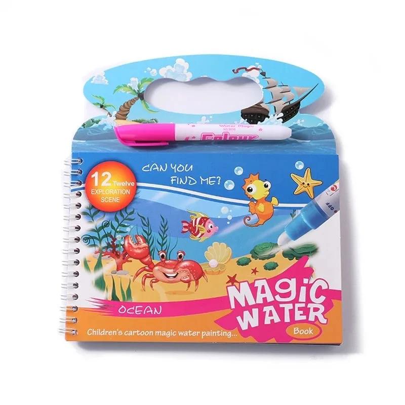 

Reusable Magic Water Coloring Books For Kids 2-4 Years Old Montessori Sensory Toys With Pen Early Education Learning Toy Gift