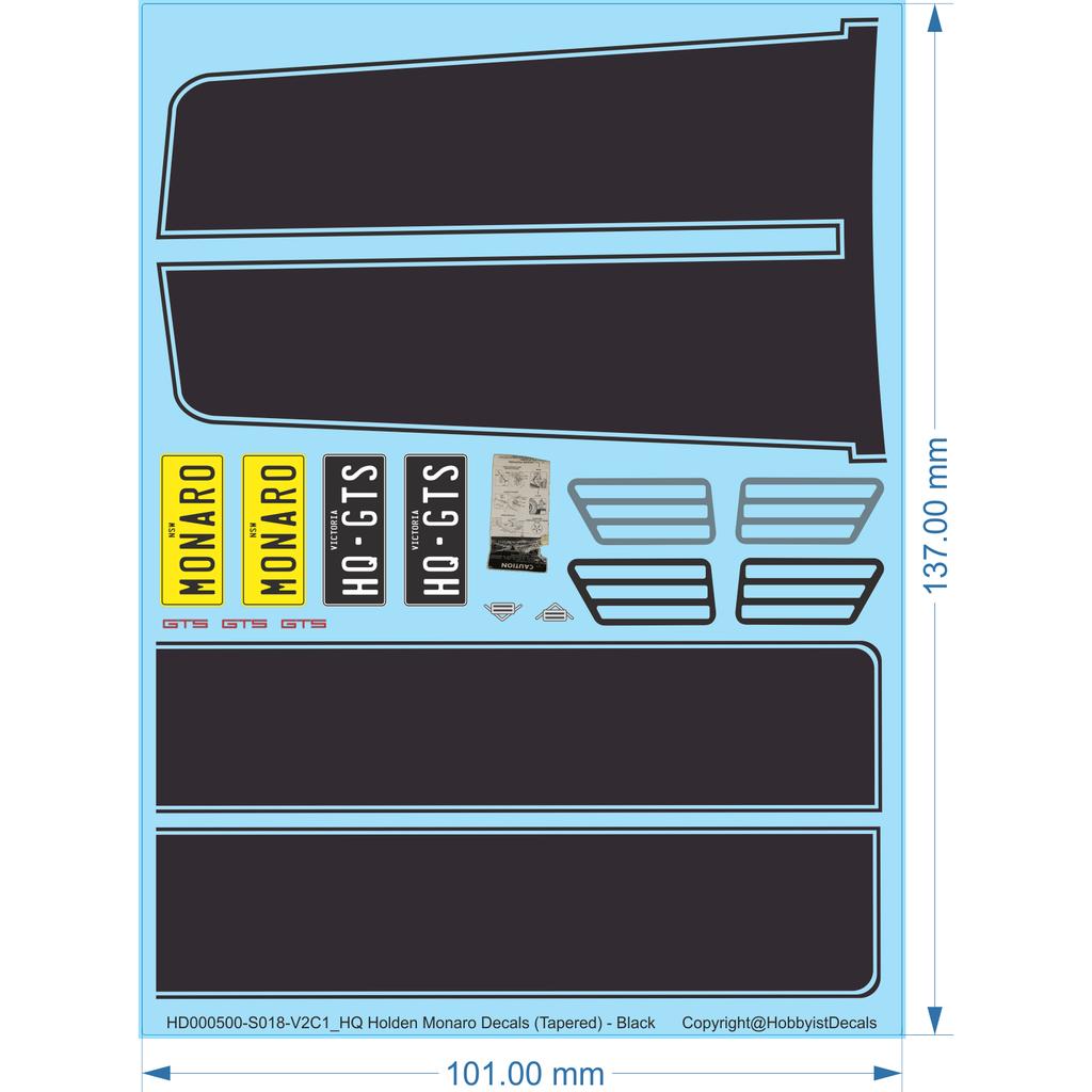 Holden HQ Monaro - 1/18 1/24 1/25 - Water & Vinyl Decals
