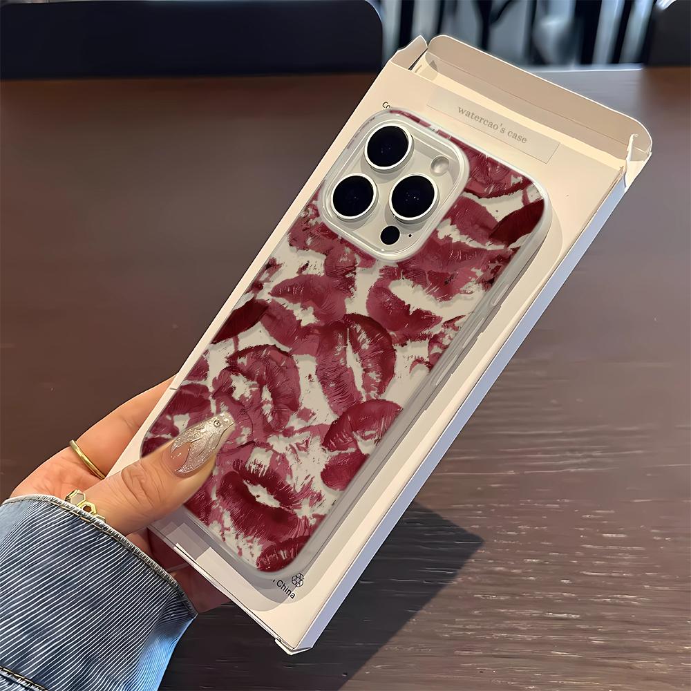 Ultra Slim Phone Case For Iphone 14 16 17 Air 15Plus 12 13 11 Pro Max Protective Thin Shell Sexy Red Lips Durable Flexible Cover