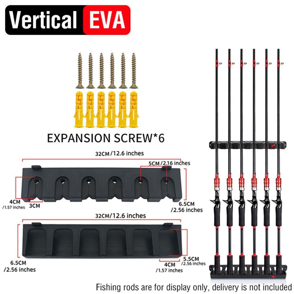 1Set Wall-mounted Fishing Rod Storage Rack 6 Holes Fishing Rod Stand Bracket  Fishing Accessory