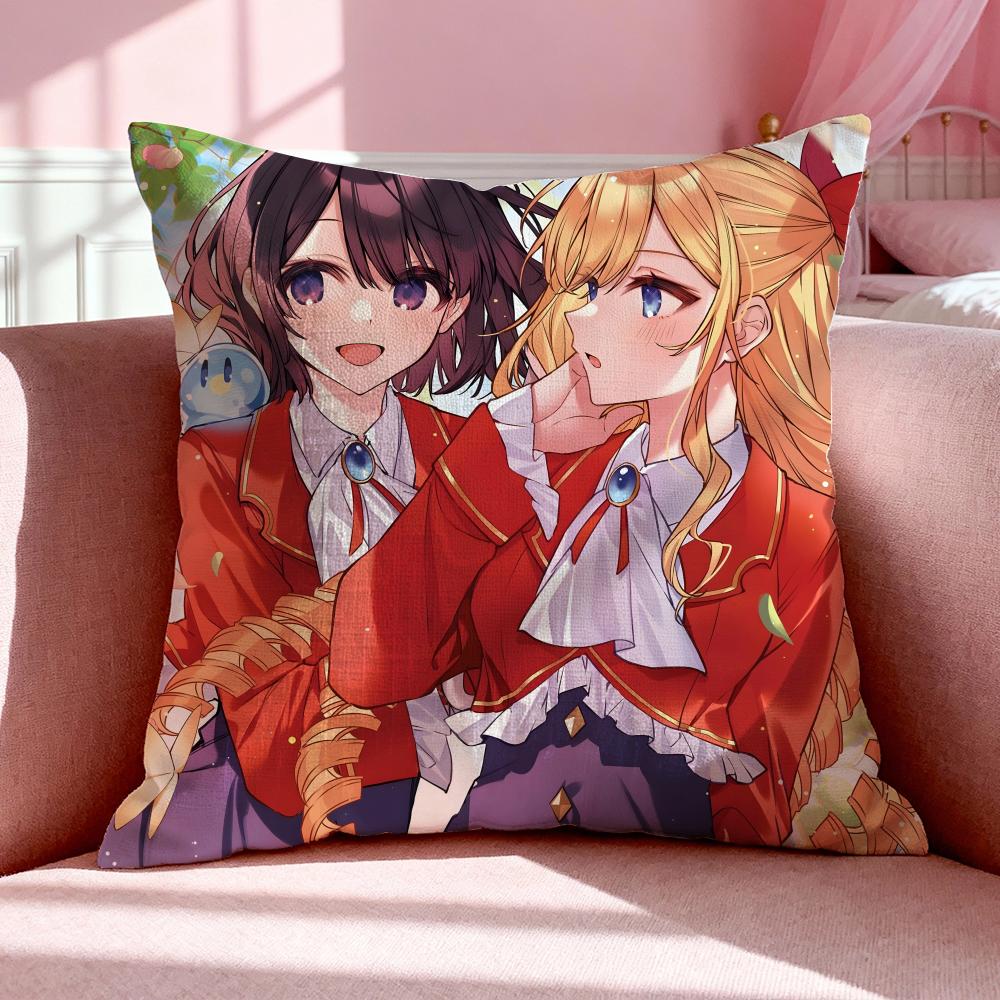 Anime W-Watashi no Oshi wa Akuyaku Reijou Cushion Cover Breathable Linen Summer Odorless Eco-Friendly Invisible Zipper Washable