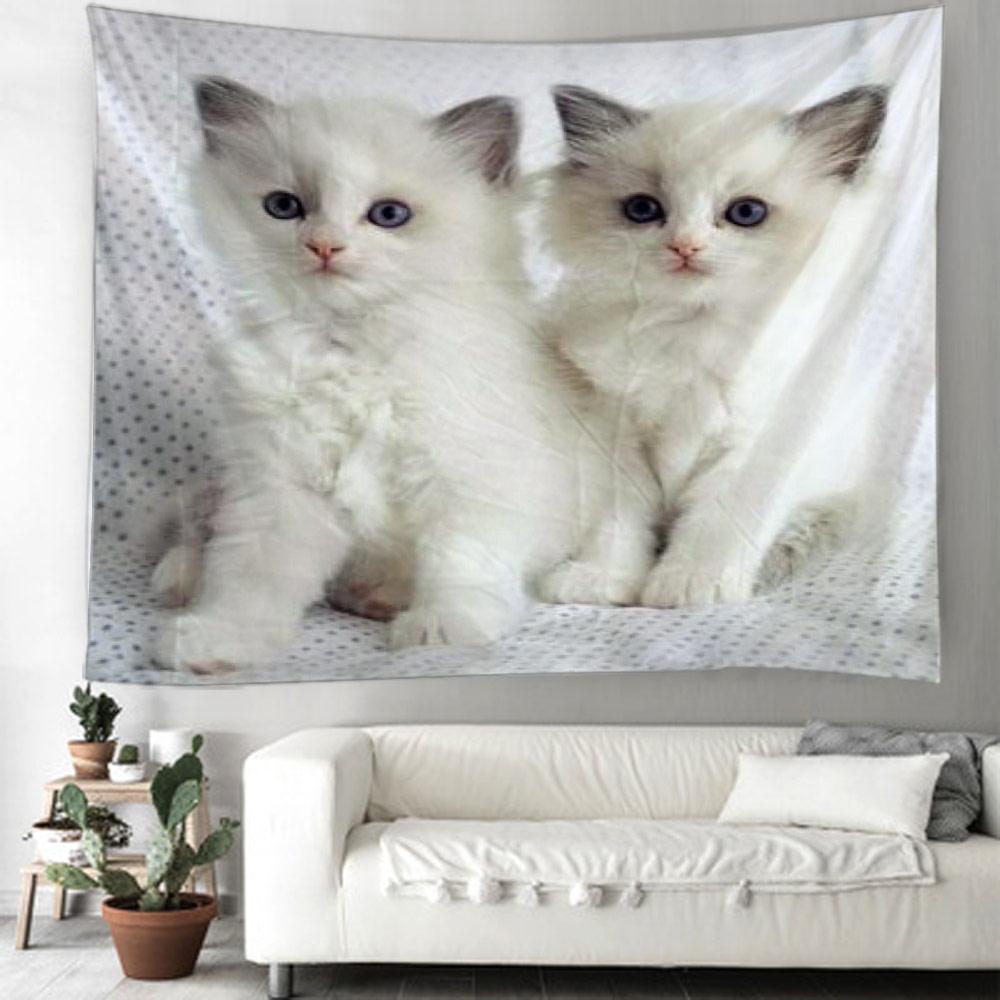 Søt Katt Vegghengt Gobelin Hippie Art Deco Teppe Gardin Hengepynt Hjem Soverom Stue Dekor Gobelin Veggdekor