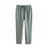 Shein Drawstring Hem Pants Plaid Rolled Stylish High Waist Harem Trousers In Grey