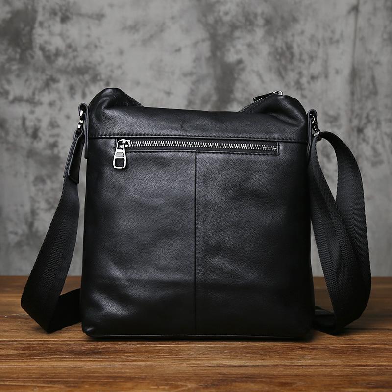 NZPJ Genuine Leather Men's Crossbody Bag Casual Top Layer Cowhide Shoulder Bag Fashionable Men's Bag For 10-Inch IPad