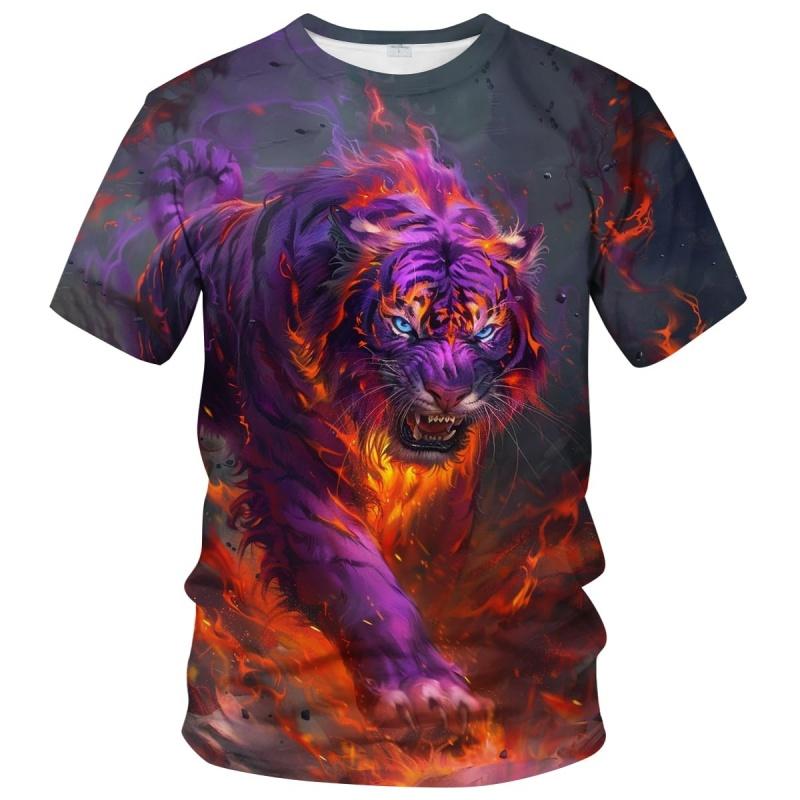 

3D Printed Cool Tiger T-Shirt For Men Women Retro Animal Pattern T Shirts Summer Loose Streetwear S
