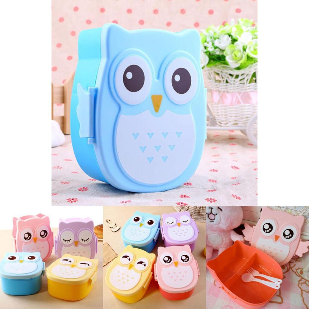 Adorable Owl Design Kids Bento Box With Premium Quality Materials And Utensils Included
