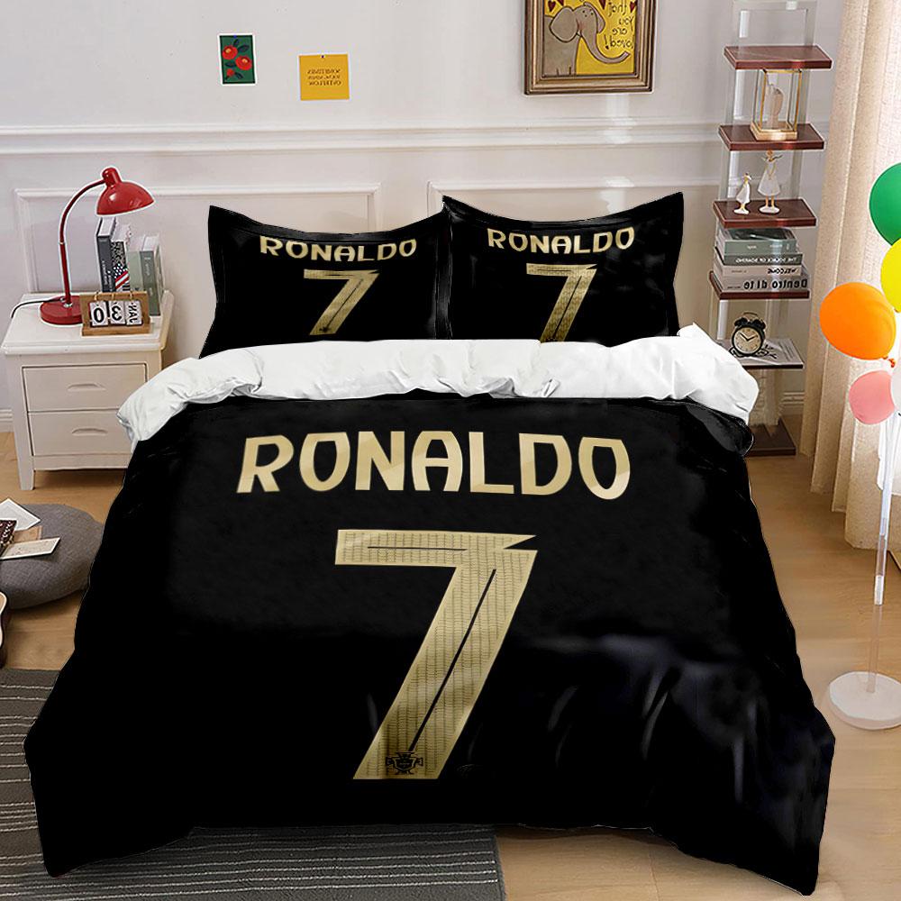 Gold "Ronaldo 7" Text. Bedding Sets Duvet Cover Sets Duvet Covers Pillowcases(1 * Duvet Cover 2 * Pillowcases Without Duvet Insert)
