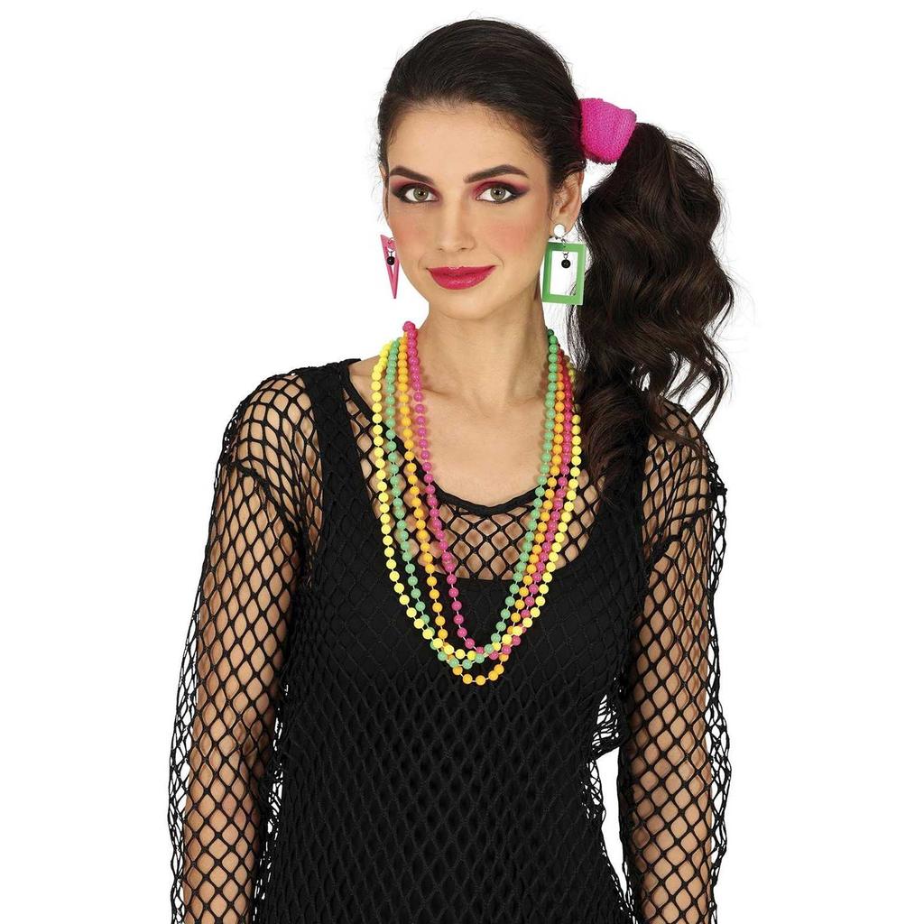 Fiestas Guirca Womens/Ladies Neon Beaded Necklace (Pack of 4)