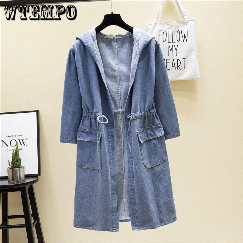 Cortavientos Vaquero para Mujer de Longitud Media Primavera y Otoño Talla Grande Casual Versátil Chaqueta Vaquera Talla Grande