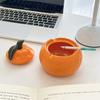 New Creative Ceramic Orange with Lid Ashtray Cute Irregular Creative Orange Decorative Multi Functional Jar