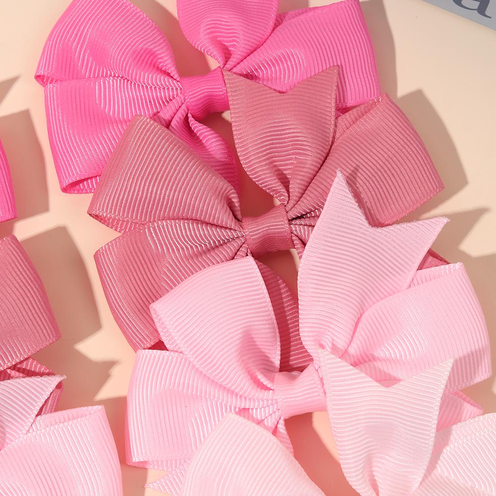 10Pcs Baby Girls Solid Bow Hair Clips Grosgrain Ribbon Bownot Hairpins Children Headwear Hair Accessories
