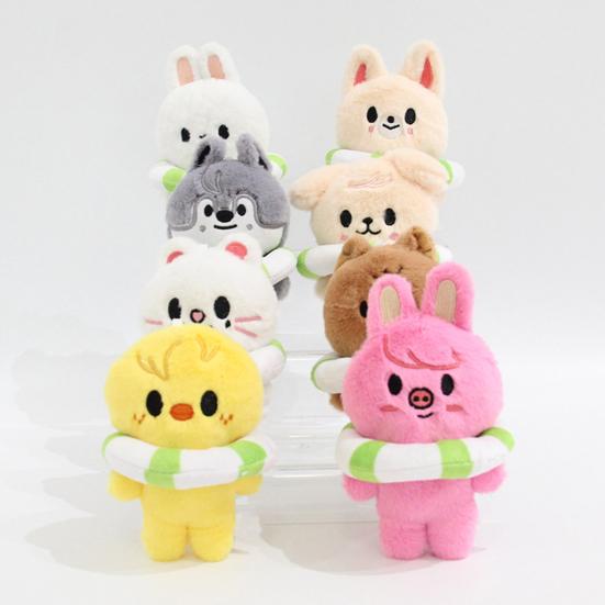 Keychain Plush Pendant Anime Stuffed Figure Wearing Swim Ring Throw Pillows Keychain Pendant Room