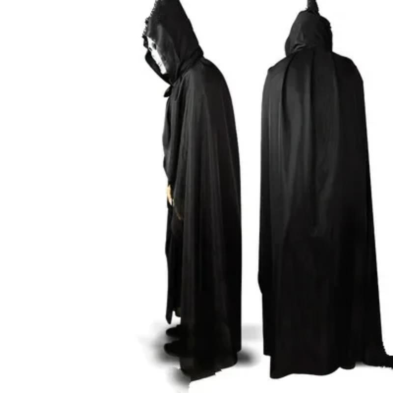 Black Hooded Cloak Wicca Robe Medieval Witchcraft Cape Halloween Costumes Dress Halloween Wizard Hooded Cloak CosPlay Cloak