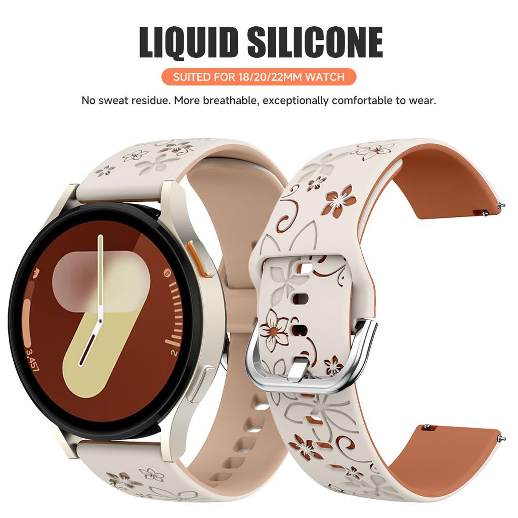 18mm 20mm 22mm Universele Band Voor Samsung Galaxy 7 6 5 4 FE 40mm 44mm Band Gravering Print Siliconen Polsband voor Huawei GT6 GT5 GT4 41mm 46mm Band