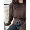 Autumn Round Neck Zipper Design Long Sleeved Knitted Sweater Loose Solid Color Casual Fashion Office Pullover Women Sweaters Female Clothing
