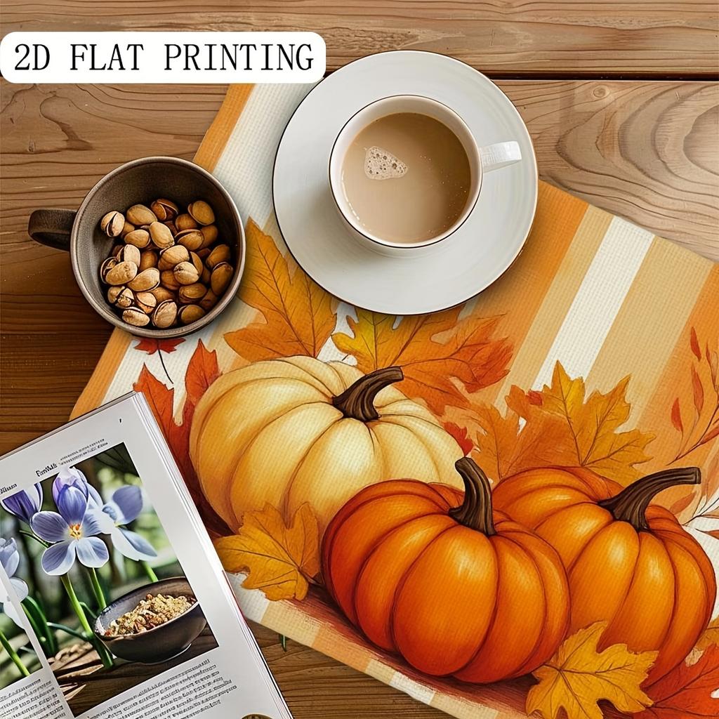 Autumn Placemats 4pcs Autumn Placemats, Autumn Pumpkin Harvest Placemats, Fall Farmhouse Style