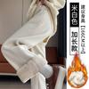 Womens High-Waisted Wide Leg Pants 2026 Fleece-Lined Straight Cut Casual Trousers Winter
