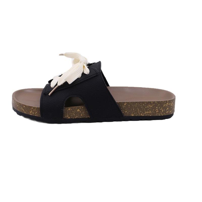 Damskie sznurowane wsuwane sandały plażowe, wygodne buty letnie