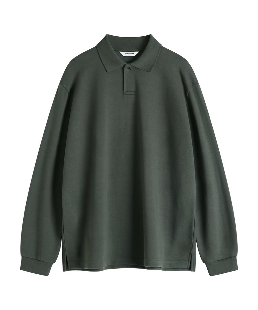 BRENSON Relaxed Double Cotton Collared Long Sleeve Tee ( 8 Colors )