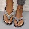 Été, Vacances, Dames, Tongs, Étincelantes, Strass, Plage, Pantoufles de mariage, Semelle épaisse, Talon compensé, Chaussures pour femmes