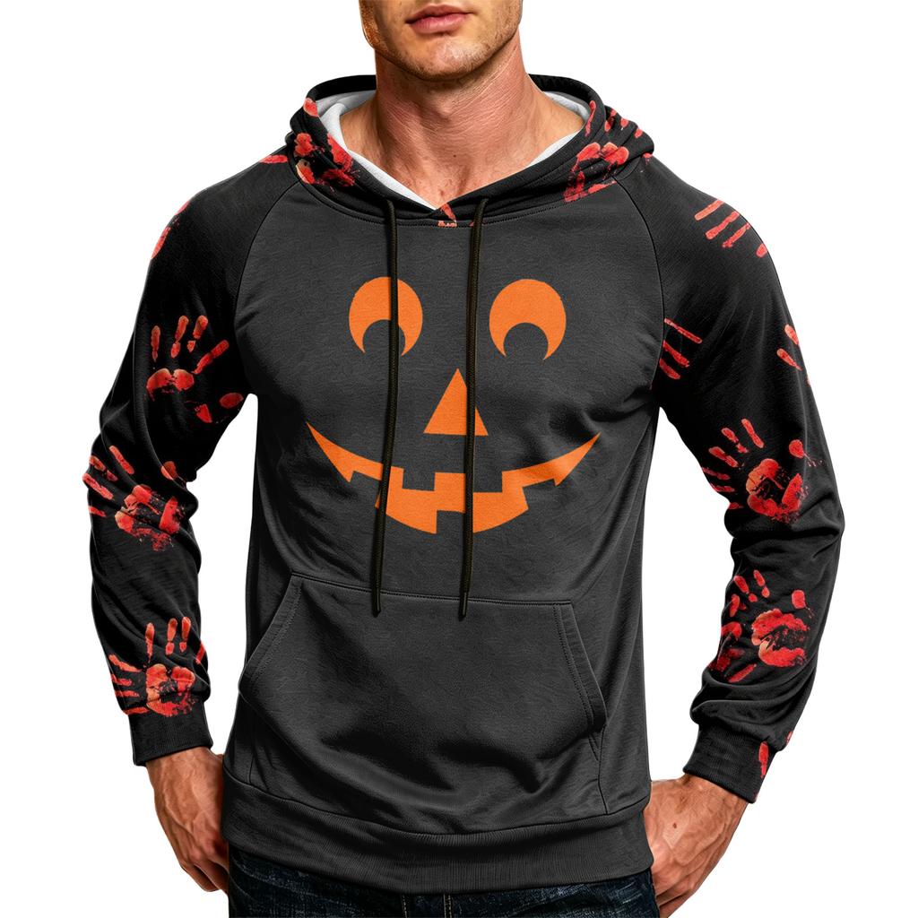 Men's Loose Fit Printed Hoodie with Pocket and Drawstring Casual Sweatshirt for Everyday Wear