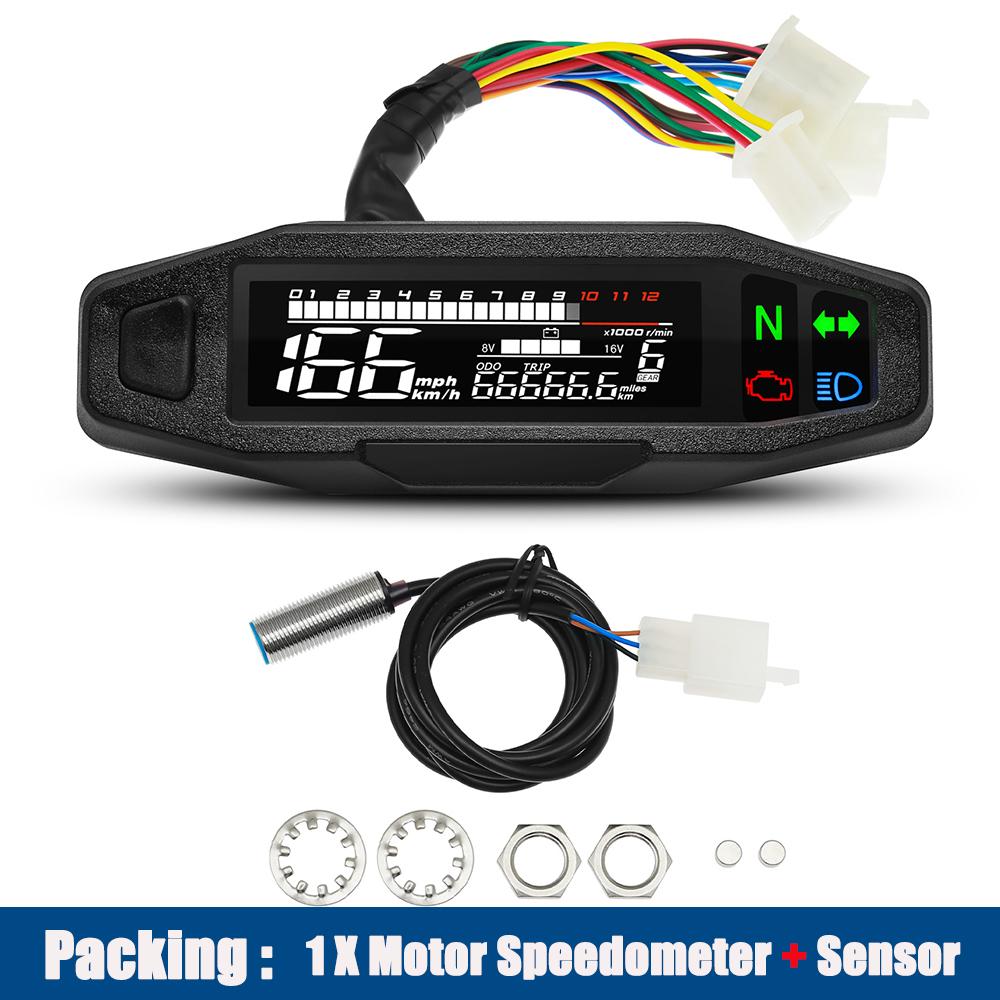12V Motocicletă Digital Panou Vitezometru Universal Kit Indicator de Combustibil Tahometru LED Impermeabil Contor de parcurs Indicator de lumină de semnalizare