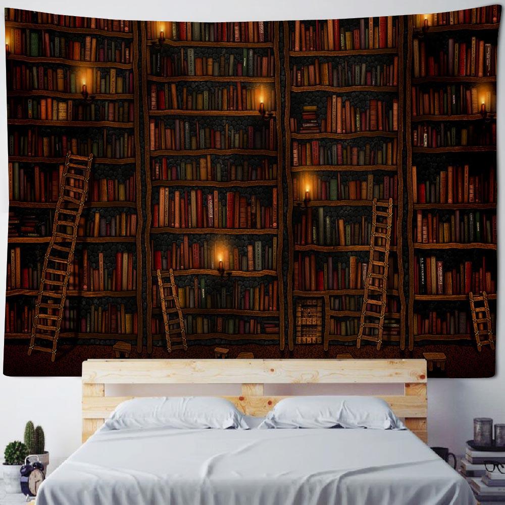 Room Decoration Tapestry Wall Hanging Magic Bookshelf Library Hippie Aesthetic Art Background Poster Used For Home Dormitory