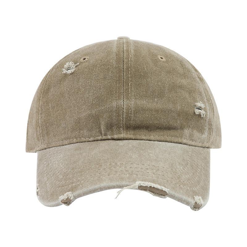 Washed Hole Baseball Cap Fashionable Versatile Retro Solid Color Embroidery Casual Simple Sunshade Cap