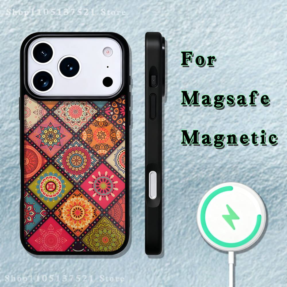 Mandala Art Colorful Phone Case  For iPhone 17,16,15,14,13,12,11,Pro,Max,Plus,Mini,SE4,E Magnetic Magsafe Wireless Charging