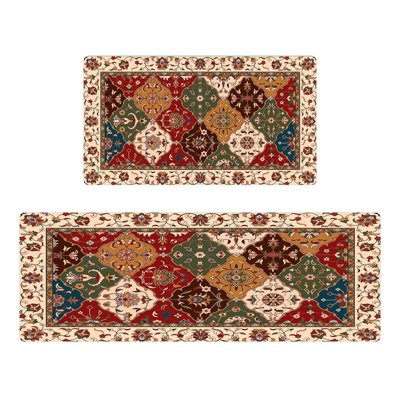 New Retro Carpet Entrance Mat Home Kitchen Anti-slip Dustproof Thickened Washed Long Strip Mat