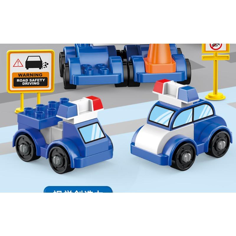 Large Particle Deformation Building Blocks Assembled Puzzle Compatible 4-in-1 Police Car Car Robot Boy Toy