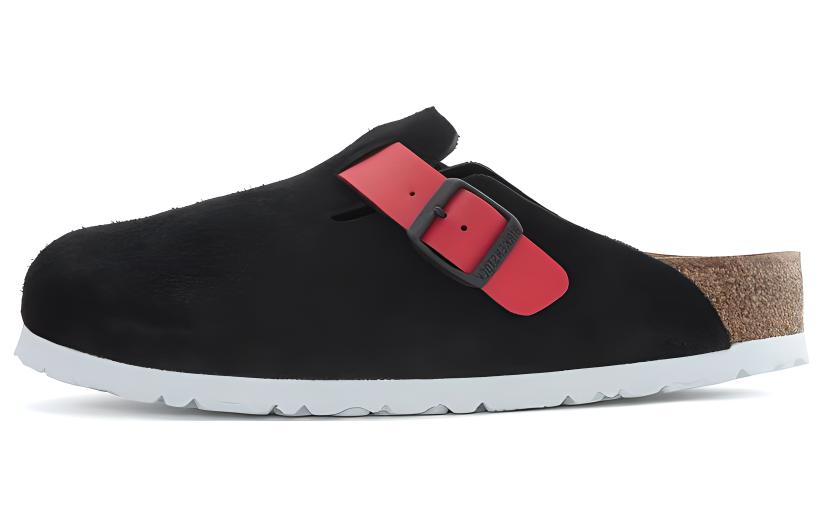 Birkenstock Boston Suede Leather/Birko Flor  Black / Active Red  Women s 1025939 40
