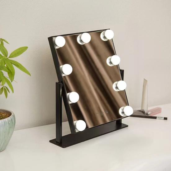 LED Lighted Makeup Mirror 3 Colors Lighting Touch Control Adjustable Stepless Dimming Cosmetic Mirror Portable Travel Vanity Mirror with Lamp