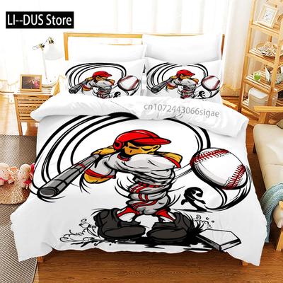 Sports Baseball Bedding Set Single Twin Full Queen King Size Baseball Bed Set Aldult Kid Bedroom Duvetcover Sets 3D Anime 015