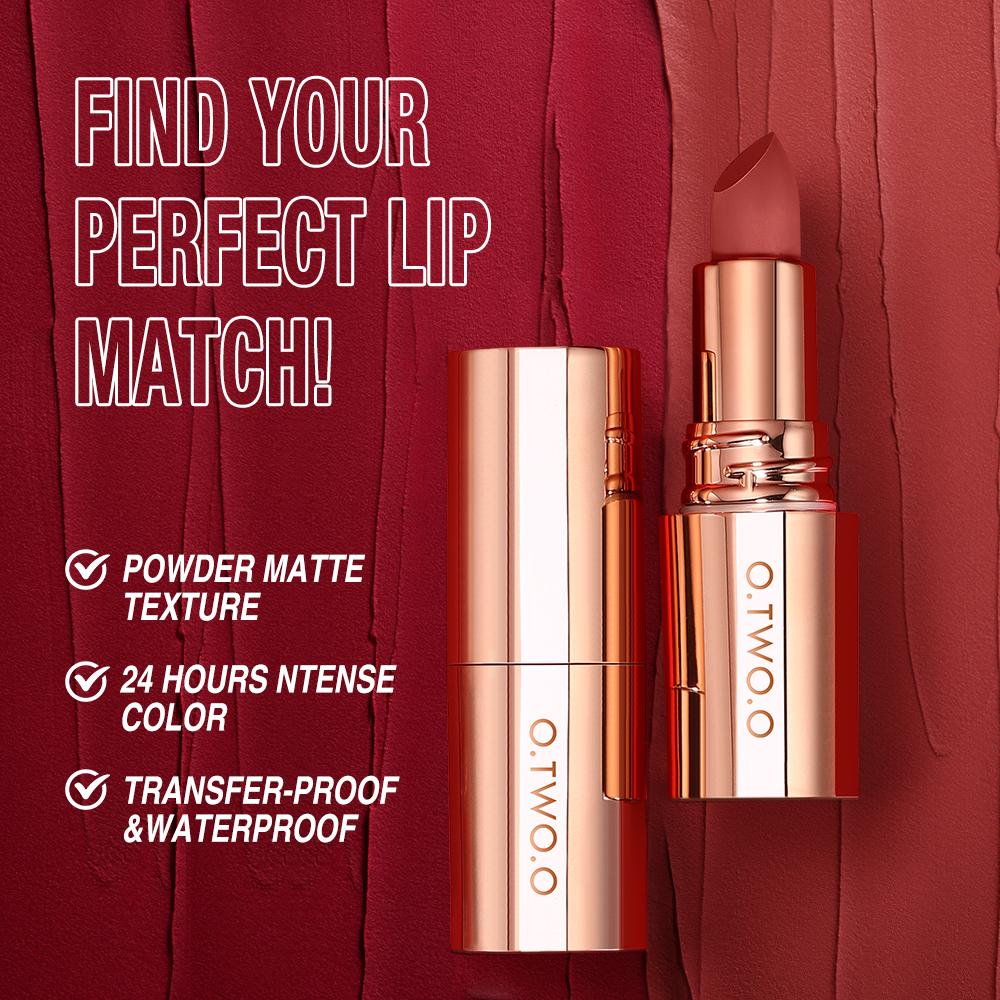 O.TWO.O Lippenstift Lip Tint Wasserdicht Langanhaltend Nicht klebend an Tasse Sexy Rot Rosa Lippenlack Samtig Matt Lippenstift Make-up