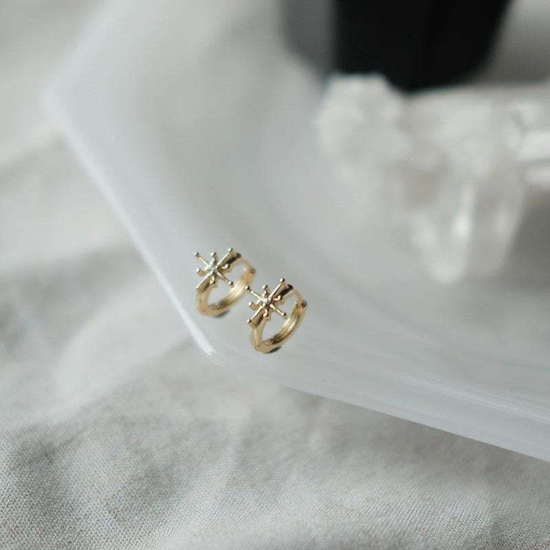 Polaris 18K Gold-Plated Star Sterling Silver Hoop Earrings 18K Gold Pair