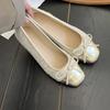 Fashion Patchwork Bowknot Flats Women Square Toe Soft Sole Single Shoes Woman Non Slip Ballet Flat Shoes
