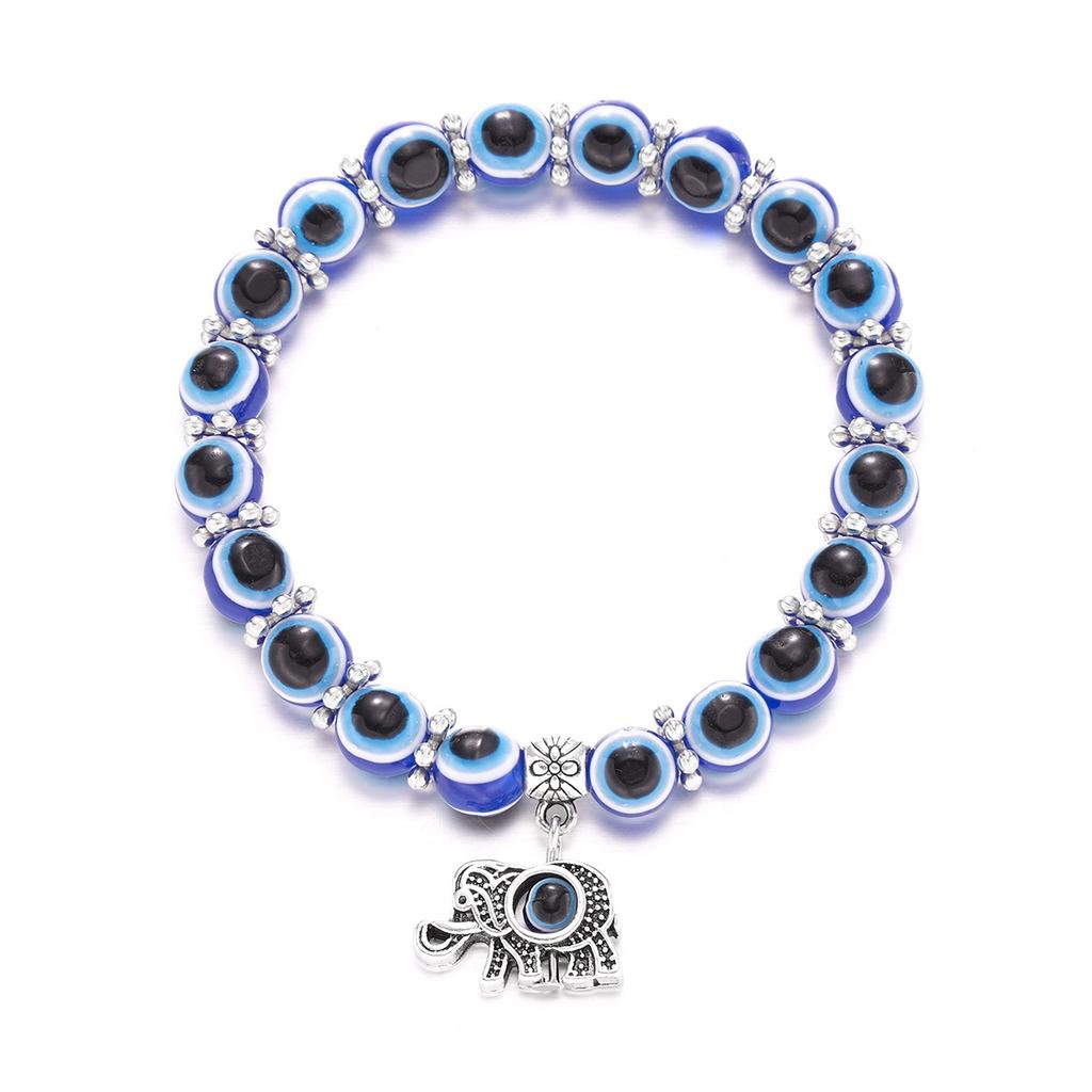 Classic Turkish Lucky Evil Eye Bracelets for Men Women Blue Evil Eye Palm Butterfly Pendant Beads Bangles Handmade Charm Zircon