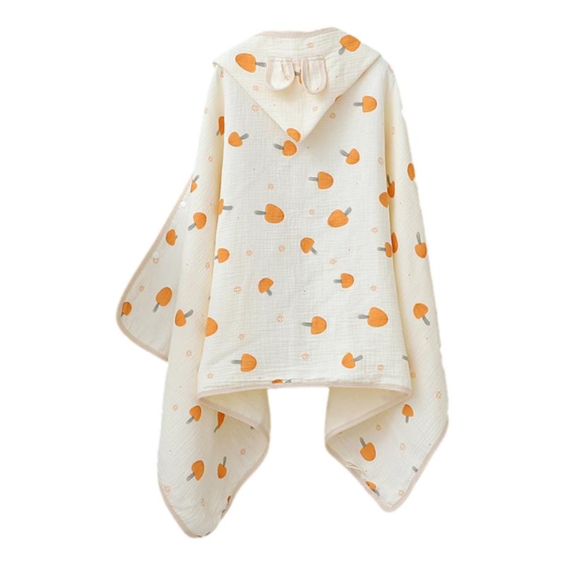Infant Hooded Towel Gauze-Cotton Breathable Bathrobe Print Summer Sun-proof Cloak Bath Towel Gender Neutral Soft Towel
